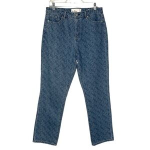 NEW Sam Edelman High Rise Slim Straight Denim Jeans Charged logo Womens 30